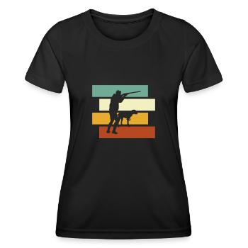 Jagen Retro - Frauen Funktions-T-Shirt - Schwarz - Vorne - AI Model Female 172 light (172cm)