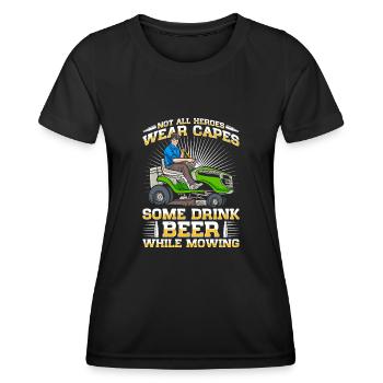 Lawn mowing, lawn mowers, gardeners, gardening - Women's Functional T-Shirt - black - Front - AI Model Female 172 light (172cm)
