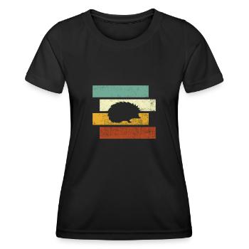 Igel Retro - Frauen Funktions-T-Shirt - Schwarz - Vorne - AI Model Female 172 light (172cm)