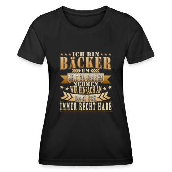 Lustige Bäcker Sprüche Geschenkidee - Frauen Funktions-T-Shirt - Schwarz - Vorne - AI Model Female 172 light (172cm)