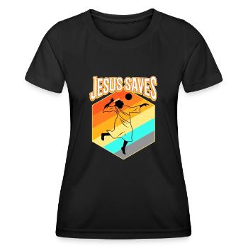 Jesus and Volleyball - Women's Functional T-Shirt - black - Front - AI Model Female 172 light (172cm)