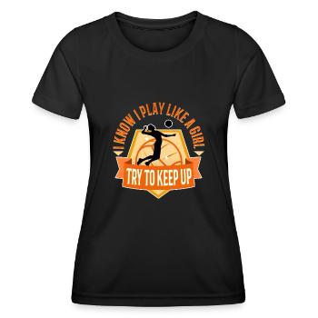 I know i play like a girl volleyball - Frauen Funktions-T-Shirt - Schwarz - Vorne - AI Model Female 172 light (172cm)