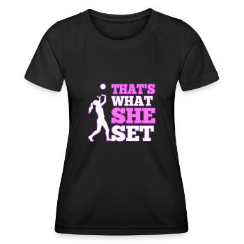 Thats what she set volleyball - Frauen Funktions-T-Shirt - Schwarz - Vorne - AI Model Female 172 light (172cm)