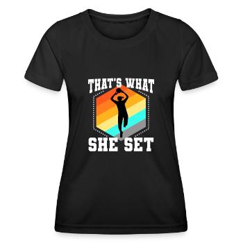 Thats what she set volleyball - Frauen Funktions-T-Shirt - Schwarz - Vorne - AI Model Female 172 light (172cm)