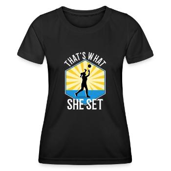 Thats what she set volleyball - Frauen Funktions-T-Shirt - Schwarz - Vorne - AI Model Female 172 light (172cm)