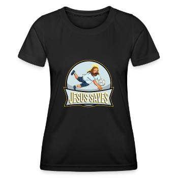 Jesus and Volleyball - Women's Functional T-Shirt - black - Front - AI Model Female 172 light (172cm)