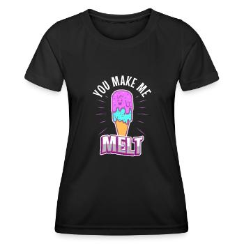 Tu me fais fondre, crème glacée - T-shirt sport Femme - noir - Devant - AI Model Female 172 light (172cm)