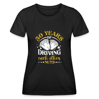 50. Anniversaire de mariage Mari Femme Relation de mariage - T-shirt sport Femme - noir - Devant - AI Model Female 172 light (172cm)
