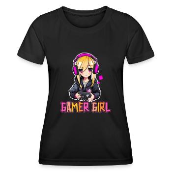 Gaming Console PC Gamer Girl Gamer Girl - Women's Functional T-Shirt - black - Front - AI Model Female 172 light (172cm)