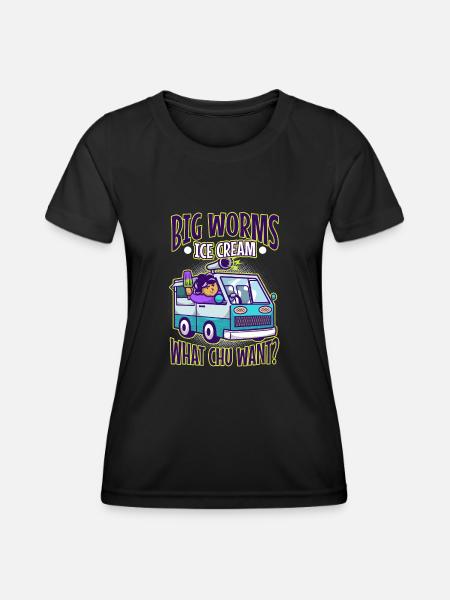 Big worms ice cream truck - Frauen Funktions-T-Shirt - Schwarz