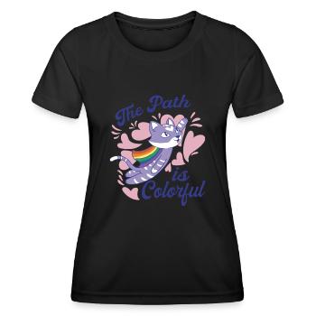 The Path Is Colorful Cute LGBTQ Pride Rainbow - Women's Functional T-Shirt - black - Front - AI Model Female 172 light (172cm)