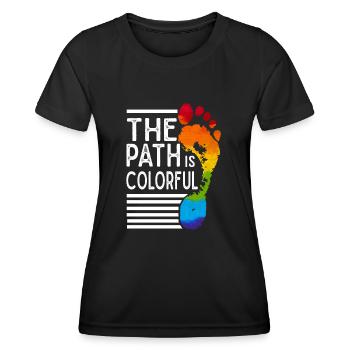 The Path Is Colorful Cute LGBTQ Pride Rainbow - Frauen Funktions-T-Shirt - Schwarz - Vorne - AI Model Female 172 light (172cm)