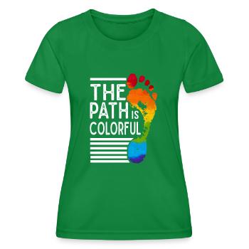 The Path Is Colorful Cute LGBTQ Pride Rainbow - Women's Functional T-Shirt - kelly green - Front - AI Model Female 172 dark (172cm)