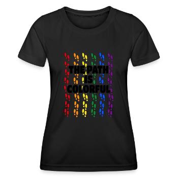 The Path Is Colorful Cute LGBTQ Pride Rainbow - Women's Functional T-Shirt - black - Front - AI Model Female 172 light (172cm)
