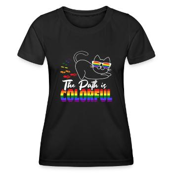 The Path Is Colorful Cute LGBTQ Pride Rainbow - Frauen Funktions-T-Shirt - Schwarz - Vorne - AI Model Female 172 light (172cm)