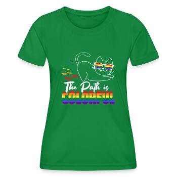 The Path Is Colorful Cute LGBTQ Pride Rainbow - Women's Functional T-Shirt - kelly green - Front - AI Model Female 172 dark (172cm)