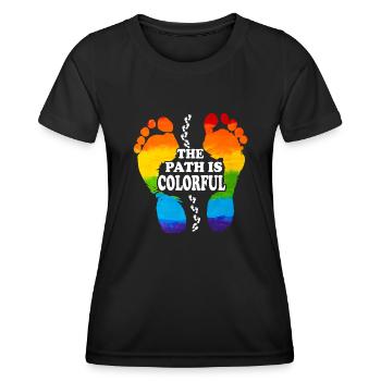 The Path Is Colorful Cute LGBTQ Pride Rainbow - Frauen Funktions-T-Shirt - Schwarz - Vorne - AI Model Female 172 light (172cm)