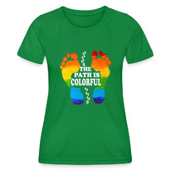 The Path Is Colorful Cute LGBTQ Pride Rainbow - Women's Functional T-Shirt - kelly green - Front - AI Model Female 172 dark (172cm)