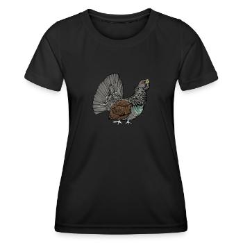 Capercaillie I Chicken bird capercaillie motif for hunter - Women's Functional T-Shirt - black - Front - AI Model Female 172 light (172cm)