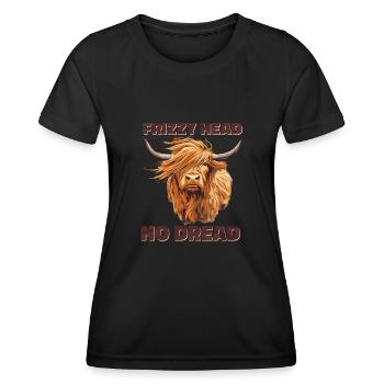 Tête crépue Pas dread Vache des Highlands - T-shirt sport Femme - noir - Devant - AI Model Female 172 light (172cm)