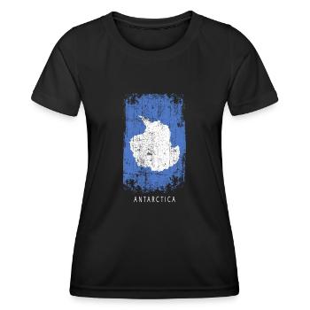 Souvenir with the country flag of Antarctica - Women's Functional T-Shirt - black - Front - AI Model Female 172 light (172cm)