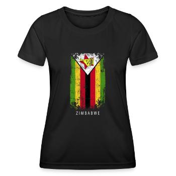 Souvenir Mit Der Landflagge Von Zimbabwe - Frauen Funktions-T-Shirt - Schwarz - Vorne - AI Model Female 172 light (172cm)