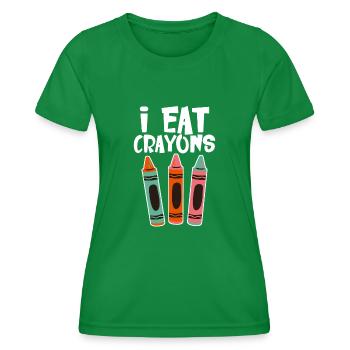 I Eat Crayons 4 - Women's Functional T-Shirt - kelly green - Front - AI Model Female 172 dark (172cm)