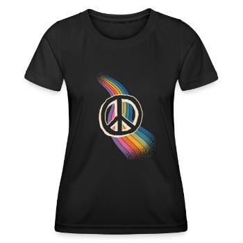 Peace Love - Frauen Funktions-T-Shirt - Schwarz - Vorne - AI Model Female 172 light (172cm)