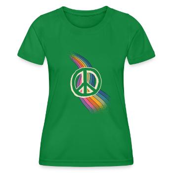 Peace Love - Women's Functional T-Shirt - kelly green - Front - AI Model Female 172 dark (172cm)