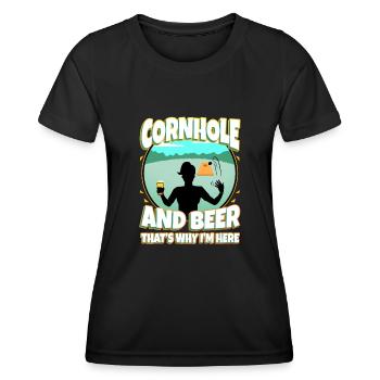 Cornhole and beer thats why im here - Frauen Funktions-T-Shirt - Schwarz - Vorne - AI Model Female 172 light (172cm)