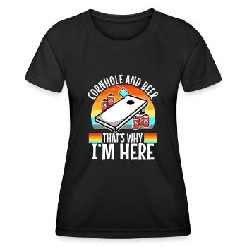 Cornhole and beer thats why im here - Frauen Funktions-T-Shirt - Schwarz - Vorne - AI Model Female 172 light (172cm)