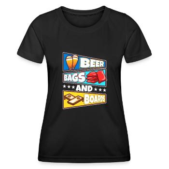 Cornhole - Beer Bags and Boards - Frauen Funktions-T-Shirt - Schwarz - Vorne - AI Model Female 172 light (172cm)