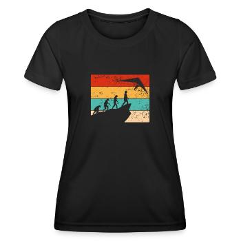 Retro kite flight evolution - Women's Functional T-Shirt - black - Front - AI Model Female 172 light (172cm)