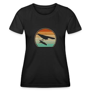 Drachenfliegen Retro Sonne - Frauen Funktions-T-Shirt - Schwarz - Vorne - AI Model Female 172 light (172cm)