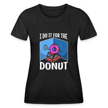 Je le fais pour les beignets - T-shirt sport Femme - noir - Devant - AI Model Female 172 light (172cm)