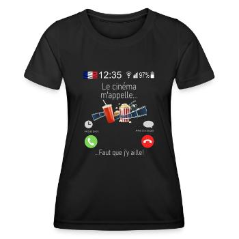 Le cinéma M appelle Faut que j y aille - T-shirt sport Femme - noir - Devant - AI Model Female 172 light (172cm)