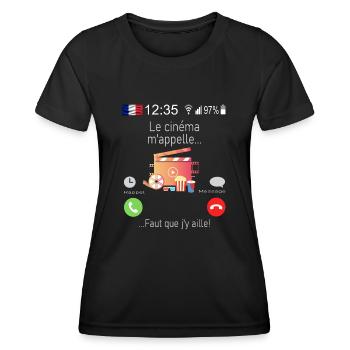 Le cinéma M appelle Faut que j y aille - T-shirt sport Femme - noir - Devant - AI Model Female 172 light (172cm)