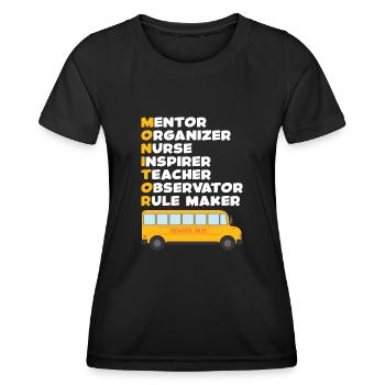 School Bus Monitor Bus Attendant School Transport - Women's Functional T-Shirt - black - Front - AI Model Female 172 light (172cm)
