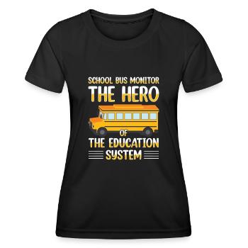 Moniteur d’autobus scolaire Transport scolaire des préposés aux autobus - T-shirt sport Femme - noir - Devant - AI Model Female 172 light (172cm)