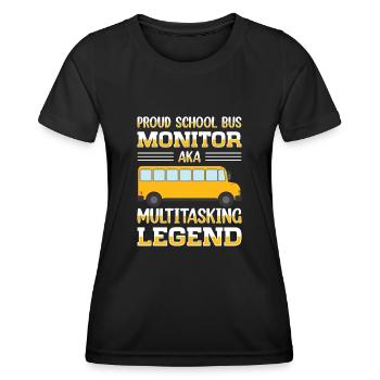 Moniteur d’autobus scolaire Transport scolaire des préposés aux autobus - T-shirt sport Femme - noir - Devant - AI Model Female 172 light (172cm)