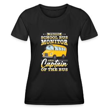 Moniteur d’autobus scolaire Transport scolaire des préposés aux autobus - T-shirt sport Femme - noir - Devant - AI Model Female 172 light (172cm)