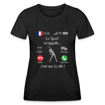 Le Sport M appelle Faut que j y aille - T-shirt sport Femme - noir - Devant - AI Model Female 172 light (172cm)