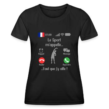 Le Sport M appelle Faut que j y aille 2 - T-shirt sport Femme - noir - Devant - AI Model Female 172 light (172cm)