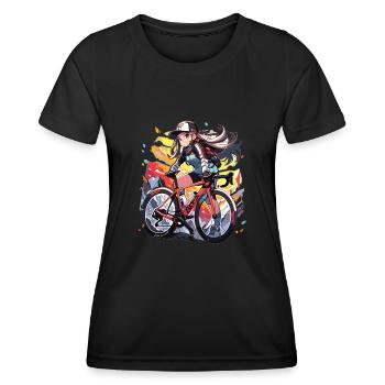 Fille de vélo de route - T-shirt sport Femme - noir - Devant - AI Model Female 172 light (172cm)