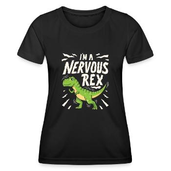 Conception de l’anxiété Je suis un Rex nerveux - T-shirt sport Femme - noir - Devant - AI Model Female 172 light (172cm)