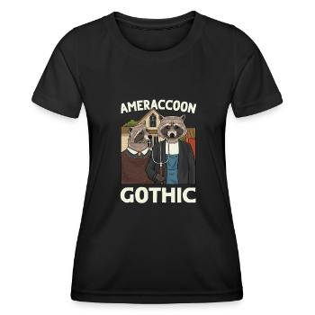 Art Lover Raccoon Animal Trash Panda - Women's Functional T-Shirt - black - Front - AI Model Female 172 light (172cm)