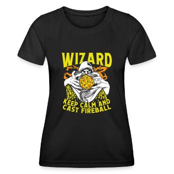 Zauberer Wirkt Feuerball - Frauen Funktions-T-Shirt - Schwarz - Vorne - AI Model Female 172 light (172cm)