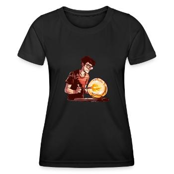Glasbläser beim Formen von Glaskugeln - Glasblasen - Frauen Funktions-T-Shirt - Schwarz - Vorne - AI Model Female 172 light (172cm)