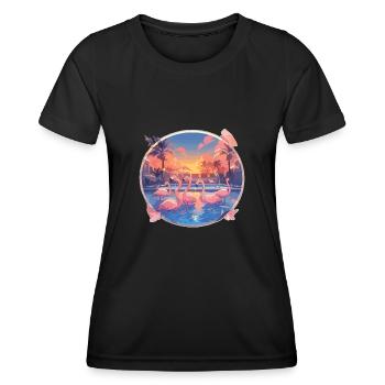 Flamingo Flamingo Pool Fête Flamingo - T-shirt sport Femme - noir - Devant - AI Model Female 172 light (172cm)