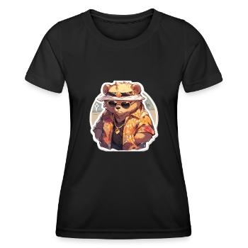 Bär Bären Dicker Bär Bären Papa - Frauen Funktions-T-Shirt - Schwarz - Vorne - AI Model Female 172 light (172cm)
